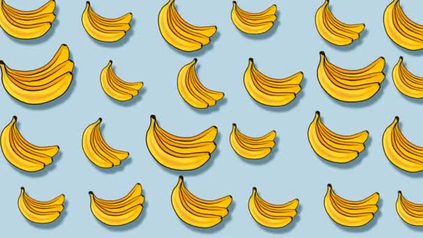 Colorato Motivo Frutta Banane Gialle Fresche Sfondo Chiaro Video — Video Stock