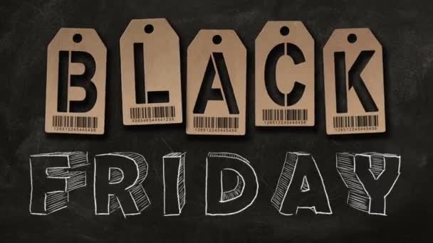 Animierter Black Friday Text Auf Einer Tafel — Stockvideo