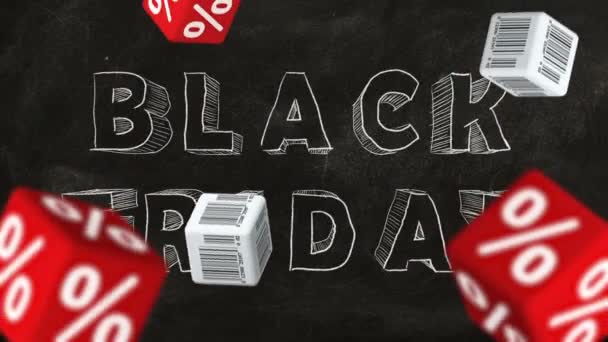 Küpleri Ile Barkod Etiketleri Ile Yüzde Simgeleri Black Friday Metin — Stok video