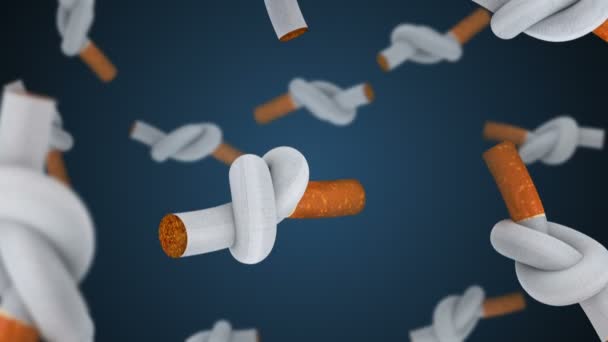 Falling Cigarettes Tied Knot — Stock Video