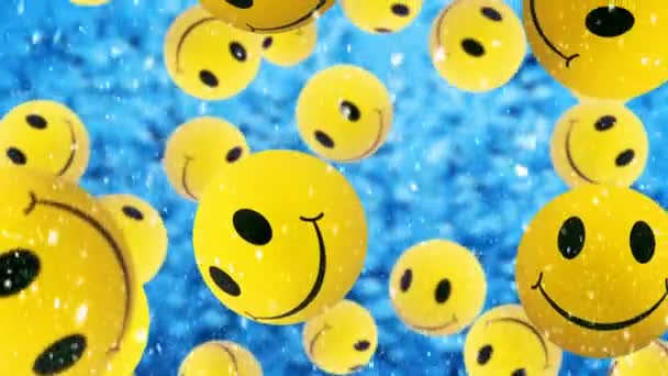 Emoji Emoticons Auf Winterlichem Hintergrund — Stockvideo