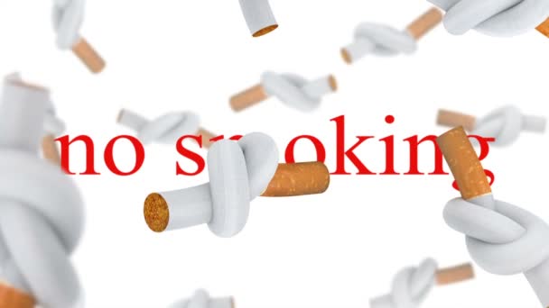 Cadendo Sigarette Legate Nodo Sfondo Bianco — Video Stock