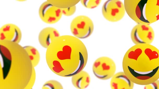 Emoji Uttryckssymboler Vit Bakgrund Faller Ner — Stockvideo