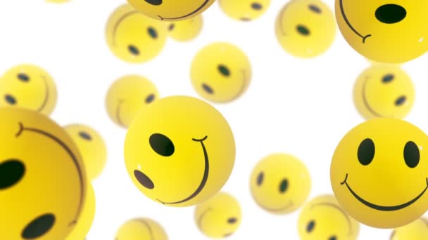 Emoji Emoticon Pada Latar Belakang Putih Jatuh Bawah — Stok Video