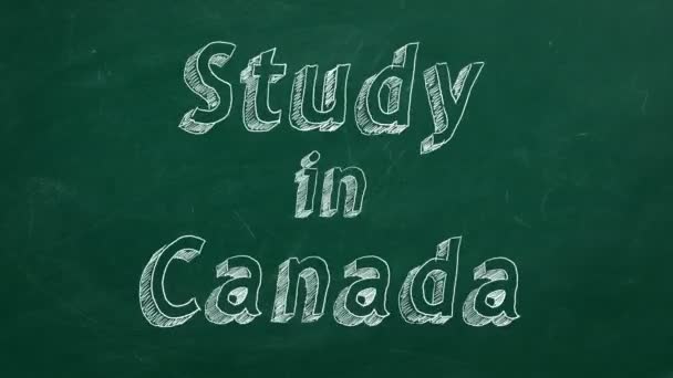 Dibujo Mano Study Canada Sobre Pizarra Verde Detener Animación Movimiento — Vídeo de stock