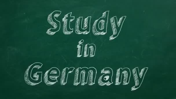 Hand Drawing Study Germany Green Chalkboard Stop Motion Animation — Stock Video