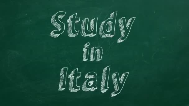 Hand Studie Italië Puttend Uit Groene Krijtbord Stop Motion Animatie — Stockvideo