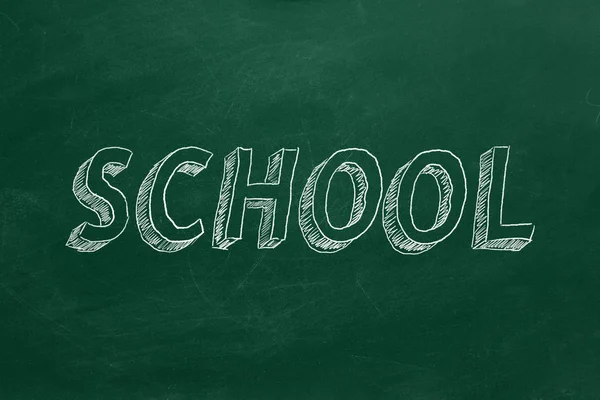 Hand School Puttend Uit Groene Schoolbord — Stockfoto