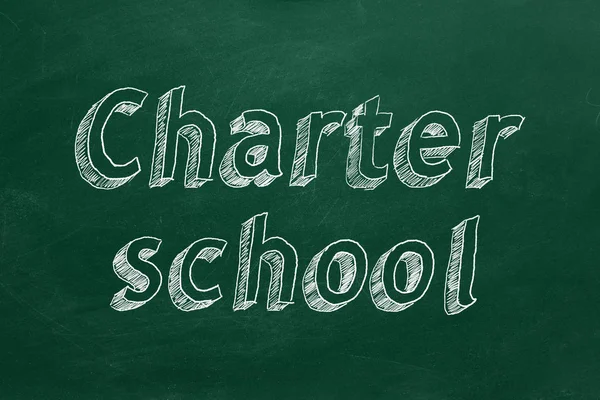 Dibujo Mano Charter School Pizarra Verde —  Fotos de Stock