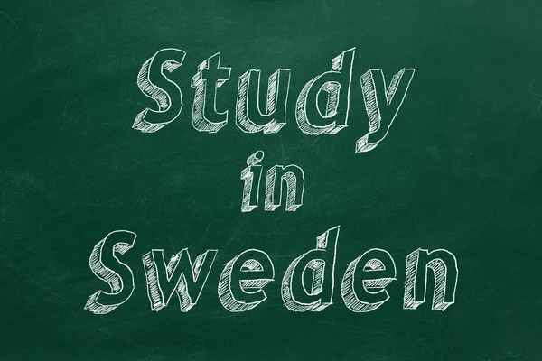 Χέρι Σχέδιο Μελέτη Στην Σουηδια Στον Πράσινο Πίνακα Κιμωλίας — Φωτογραφία Αρχείου