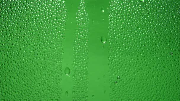 Gotas Chuva Vidro Verde Close — Vídeo de Stock