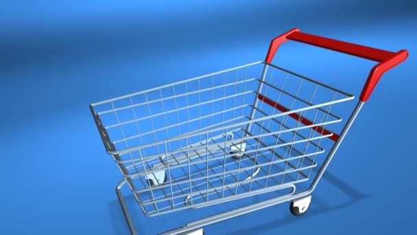 Shopping Cart Falling Percent Signs Concept Discount — Stock Video