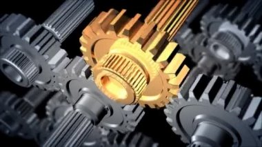 Dönen dişlilerin yakın plan görüntüsü