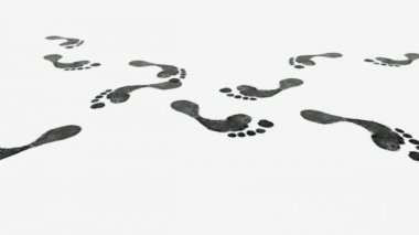 Beyaz arka plan üzerinde animasyonlu ayak izleri