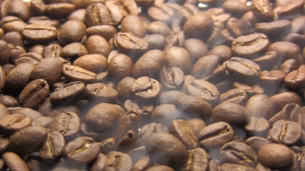 Kavrulmuş Kahve Çekirdeklerini Yakından Çek — Stok video