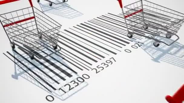 Empty Shopping Carts Commerce Concept Loop — Stock Video