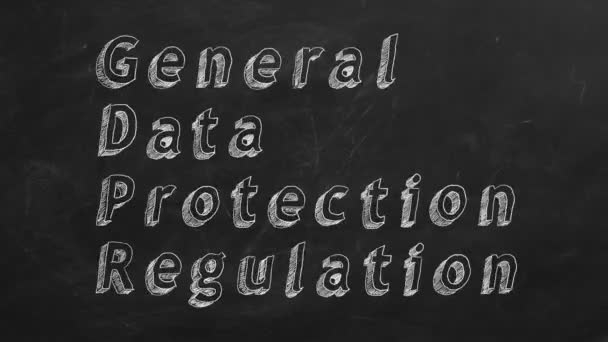 Disegno Mano Regolamento Generale Sulla Protezione Dei Dati Sulla Lavagna — Video Stock