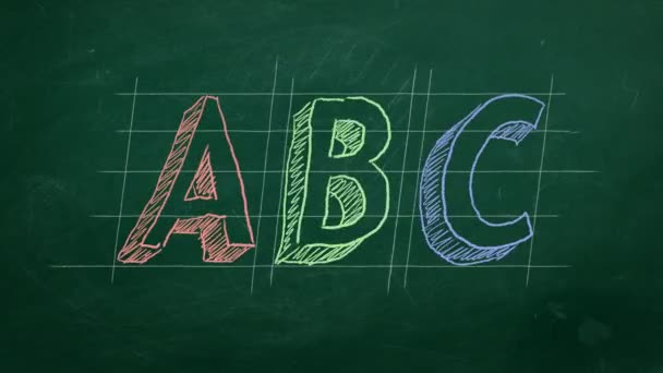 Dibujo Mano Abc Pizarra Verde Detener Animación Movimiento — Vídeo de stock