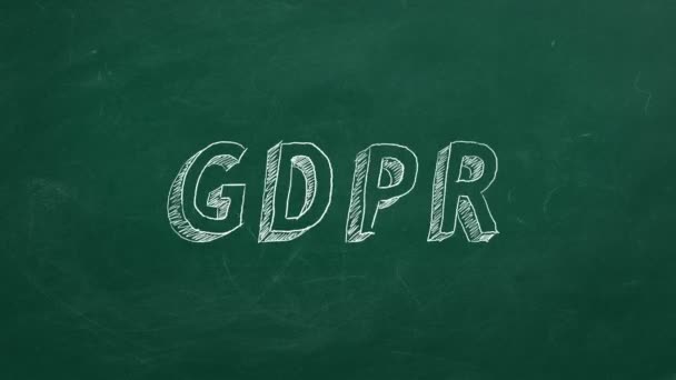 緑色の黒板に Gdpr という手を描く 一般データ保護規則 モーションアニメーションの停止 — ストック動画