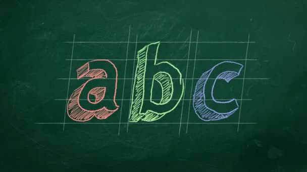 Hand Drawing Abc Green Chalkboard Stop Motion Animation — Stock Video