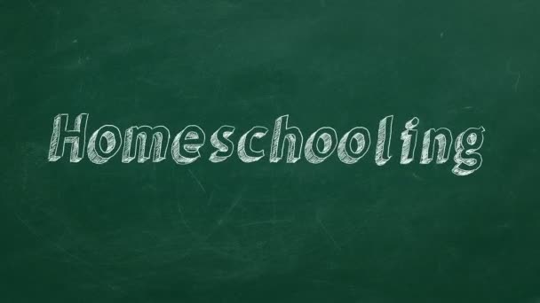 Hand Ritning Homeschooling Grön Svarta Tavlan Stoppa Rörelseanimering — Stockvideo