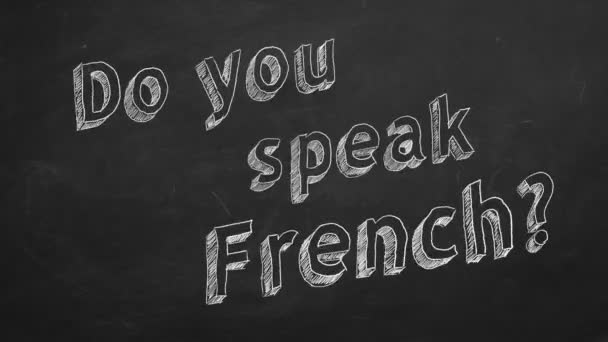 Σχέδιο Χεριού Μιλάς Γαλλικά Στον Μαυροπίνακα Διακοπή Κίνησης Κίνησης — Αρχείο Βίντεο