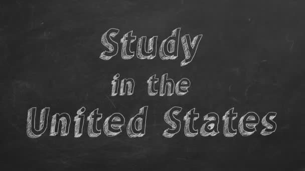Hand Studie Verenigde Staten Puttend Uit Zwarte Schoolbord Stop Motion — Stockvideo