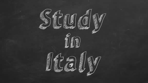 Hand Drawing Study Italy Black Chalkboard Stop Motion Animation — Stock Video