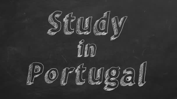 Ruční Kresba Studie Portugalsku Černé Tabuli Stop Motion Animace — Stock video