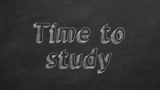Σχέδιο Χεριού Ώρα Για Σπουδές Στον Μαύρο Πίνακα Διακοπή Κίνησης — Αρχείο Βίντεο