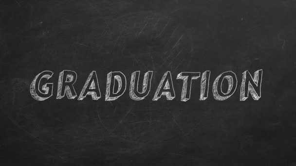 Dessin Main Graduation Sur Tableau Noir Animation Stop Motion — Video