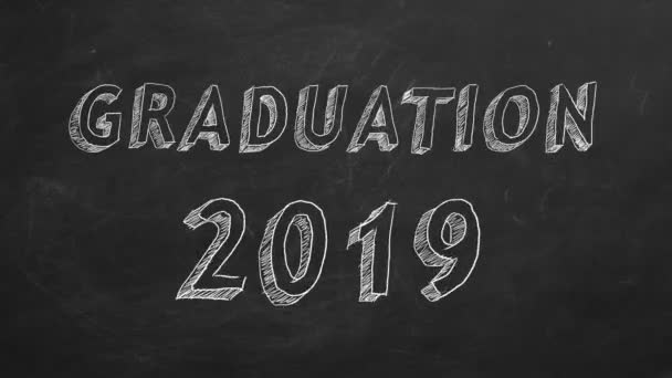 黒板に 卒業2019 を手描きする モーションアニメーションの停止 — ストック動画