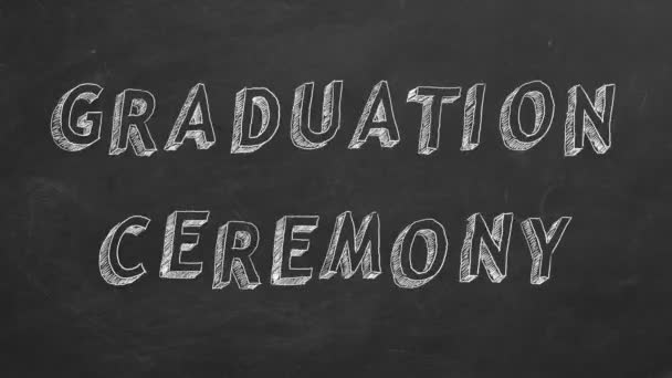 Hand Drawing Animated Text Graduation Ceremony Blackboard Stop Motion Animation — Stock Video