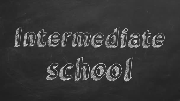 Hand Ritning Intermediate School Svart Chalkboard Stoppa Rörelseanimering — Stockvideo