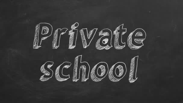 Hand Drawing Private School Black Chalkboard Stop Motion Animation — Stock Video