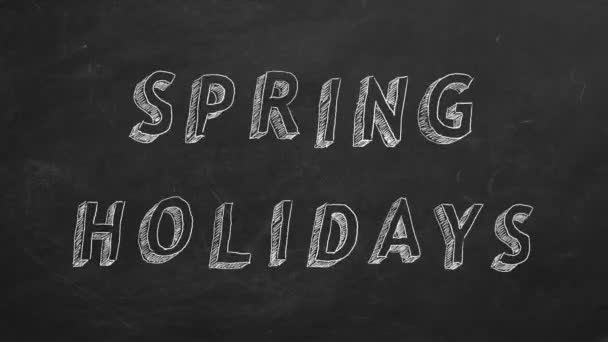 Hand Drawing Animated Text Spring Holidays Blackboard Stop Motion Animation — Stock Video