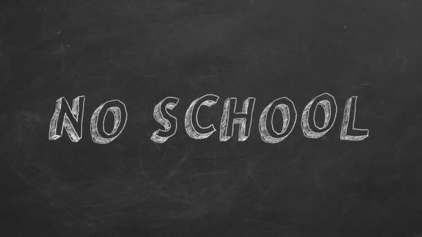 Σχέδιο Χεριού Και Κινούμενο Κείμενο Χωρίς Σχολείο Στον Μαυροπίνακα Διακοπή — Αρχείο Βίντεο