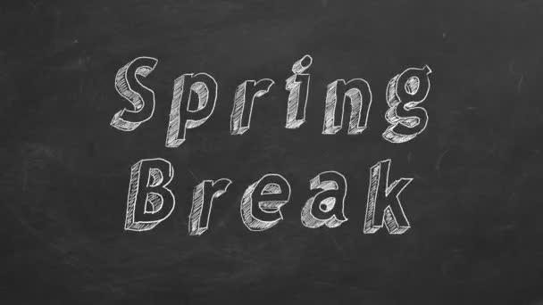 Hand Tekening Geanimeerde Tekst Spring Break Blackboard Stop Motion Animatie — Stockvideo