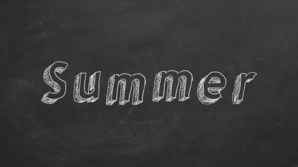 Hand Tekening Geanimeerde Tekst Summer Blackboard Stop Motion Animatie — Stockvideo