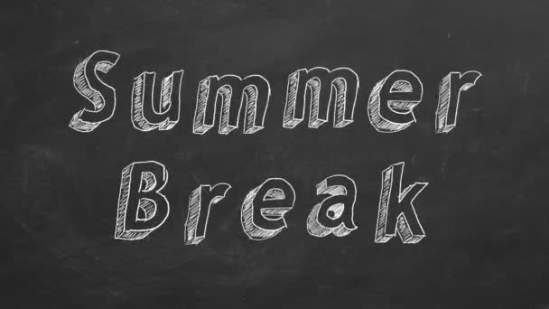 Hand Drawing Animated Text Summer Break Blackboard Stop Motion Animation — Stock Video