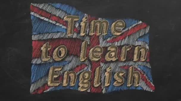 Dessin Main Drapeau Britannique Animé Avec Texte Time Learn English — Video