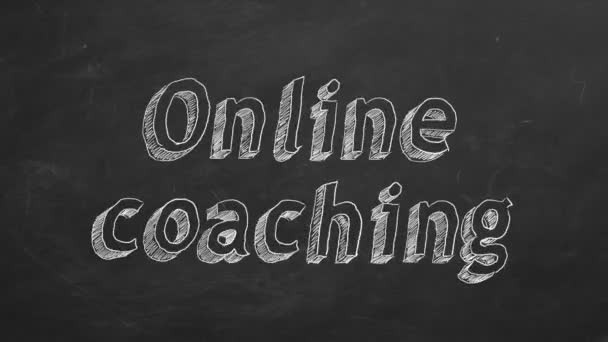 Rysunek Ręczny Coaching Online Czarnym Chalkboard Zatrzymaj Animację Ruchu — Wideo stockowe