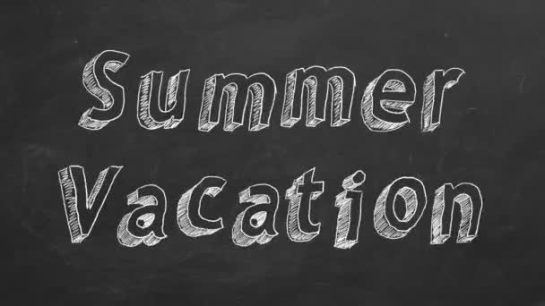 Hand Drawing Animated Text Summer Vacation Blackboard Stop Motion Animation — Stock Video