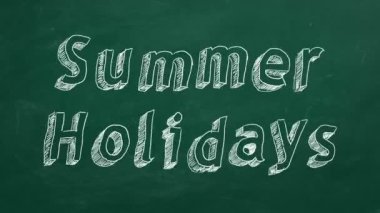 Yeşil tebeşir tahtası üzerinde el çizim ve animasyonlu metin 