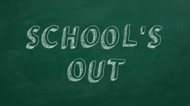 Hand Ritning Och Animerad Text School Out Green Chalkboard Animering — Stockvideo