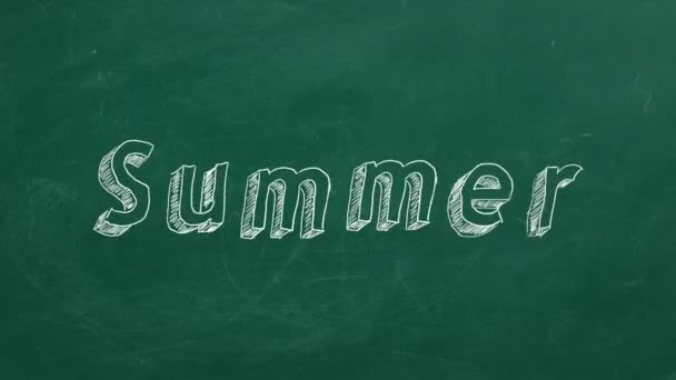 Hand Tekening Geanimeerde Tekst Summer Groene Schoolbord Stop Motion Animatie — Stockvideo