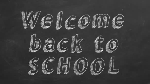 Hand Drawing Animated Text Welcome Back School Blackboard Stop Motion — Stock Video