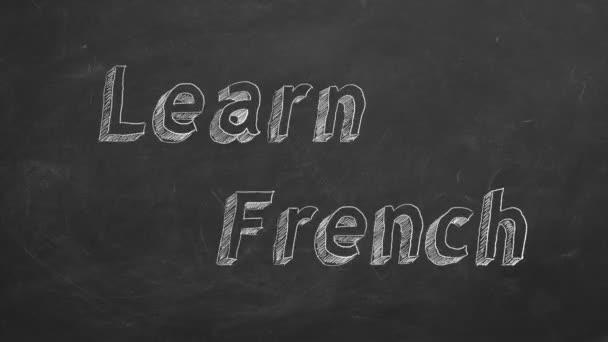 黒板に フランス語を学ぶ 手描き モーション アニメーションの停止 — ストック動画
