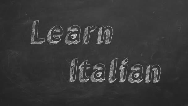 Ручний Малюнок Вивчайте Італійську Дошці Зупинити Анімацію Руху — стокове відео