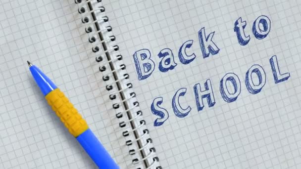 Back School Text Sheet Notebook — Stock Video